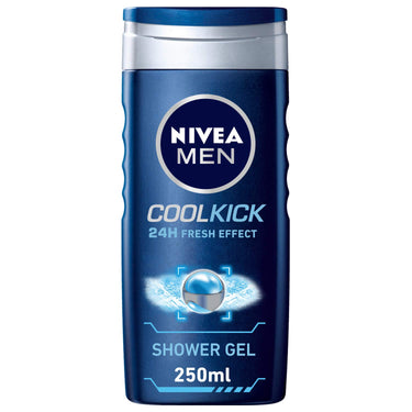 Nivea Men Shower Gel, Active Clean Body Wash, Men, 250ml & Men Shower Gel, Cool Kick Body Wash, 250ml